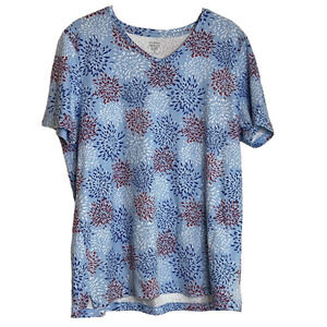 Kim Rogers Perfectly Soft Womens Tee Size Medium Blue Fireworks Patriotic